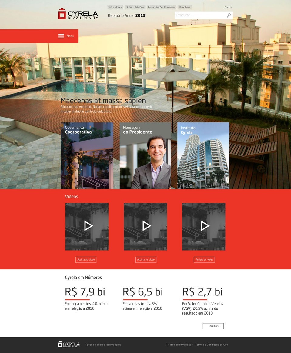 Criação do site Cyrela - Tela principal